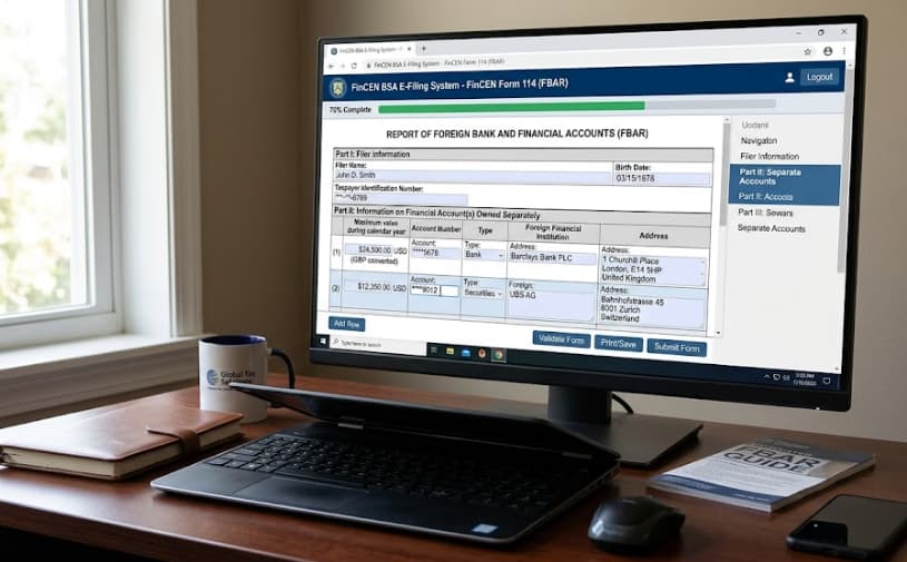 AB FBAR on a Computer Screen - FinCEN Form 114 FBAR