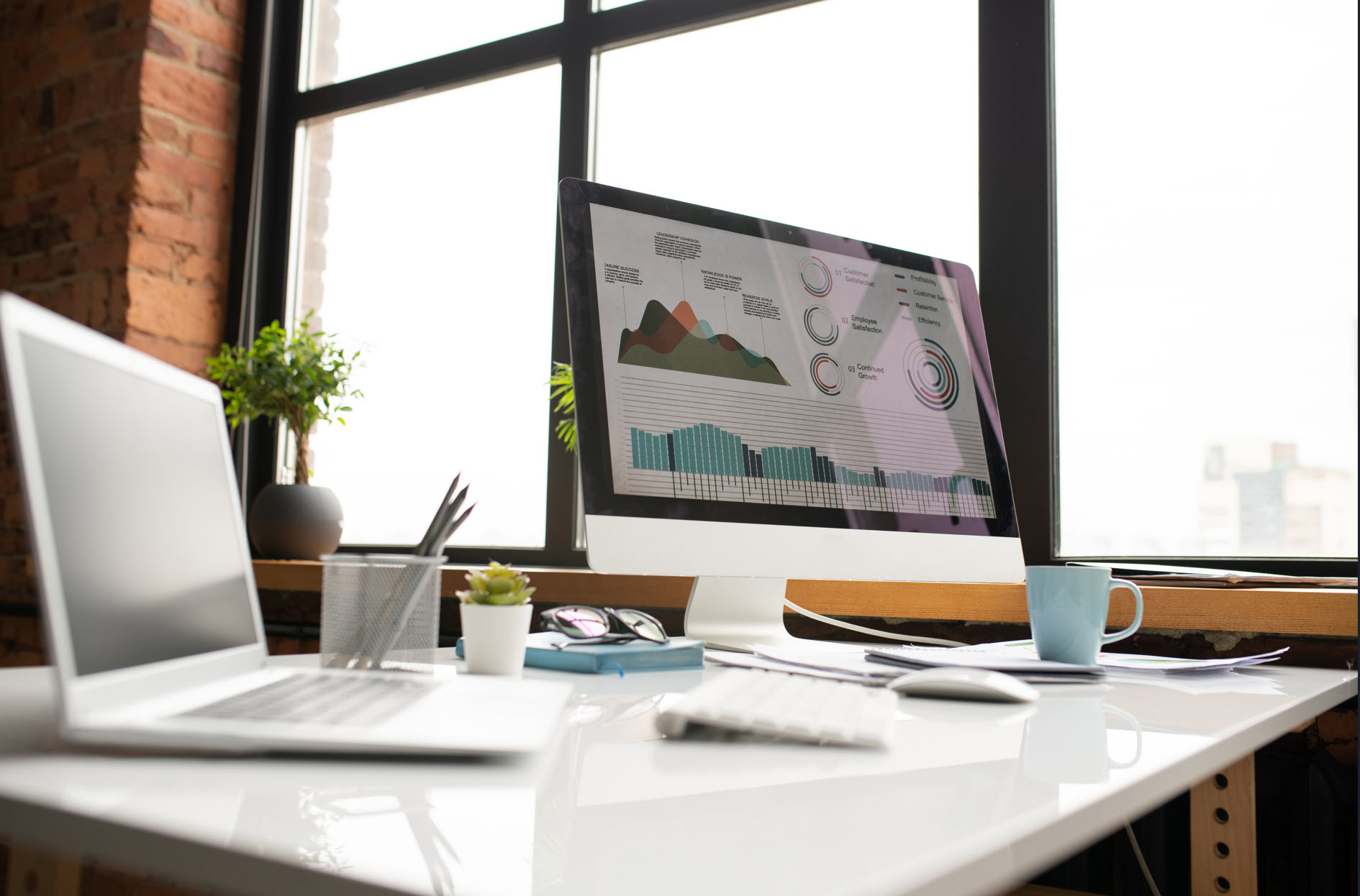 Financial dashboard displaying business performance and management information