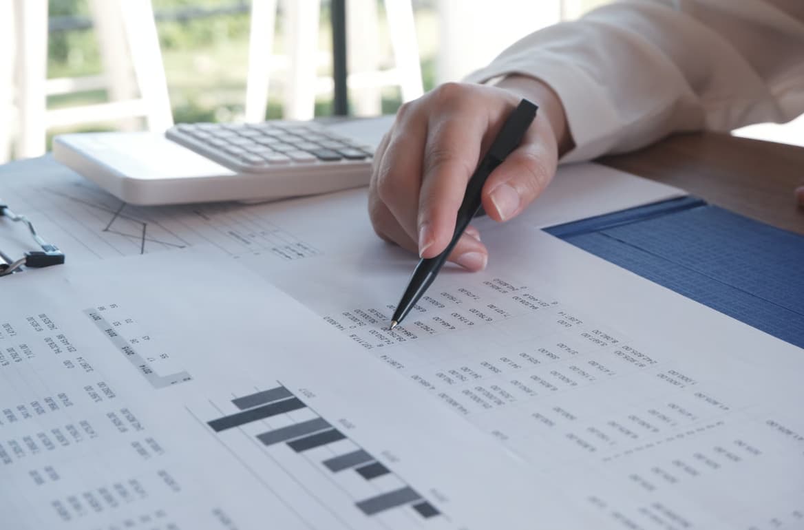 Financial records undergoing accounting and financial due diligence