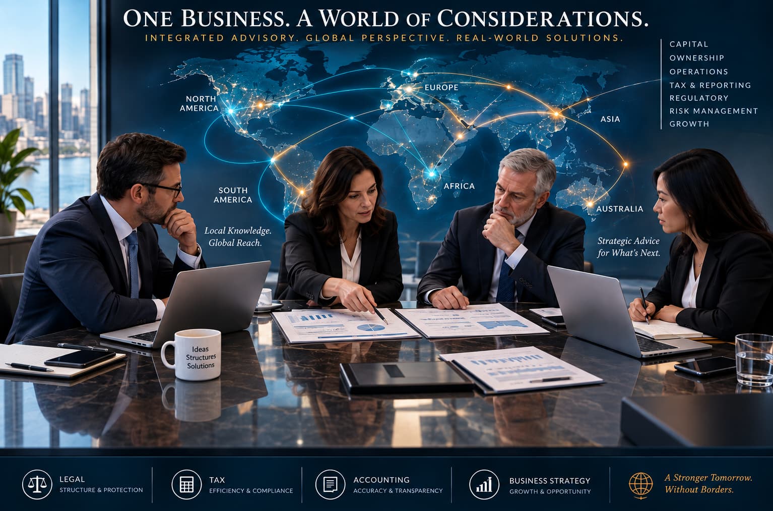 Integrated legal, tax, accounting, and business advisory services for international business